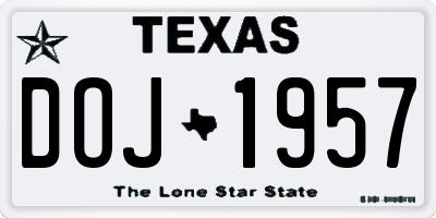 TX license plate DOJ1957