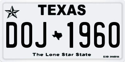 TX license plate DOJ1960