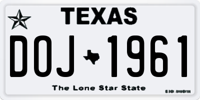 TX license plate DOJ1961