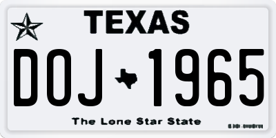 TX license plate DOJ1965