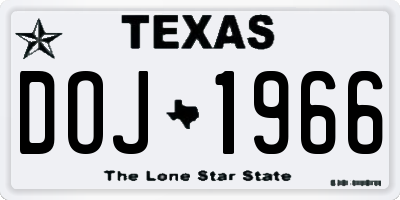 TX license plate DOJ1966