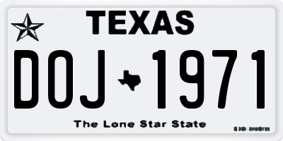TX license plate DOJ1971
