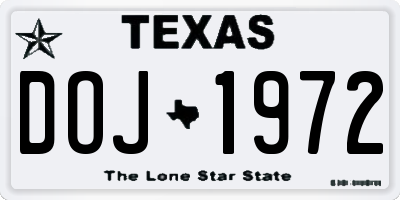 TX license plate DOJ1972
