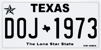 TX license plate DOJ1973