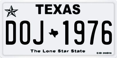 TX license plate DOJ1976