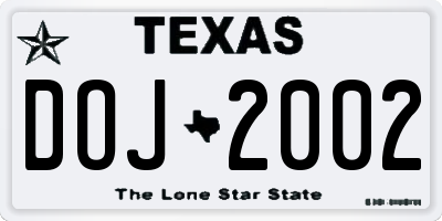 TX license plate DOJ2002