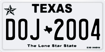 TX license plate DOJ2004