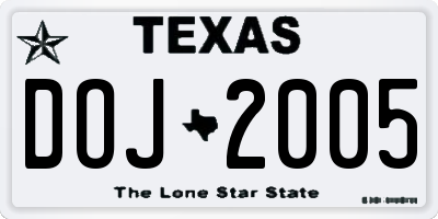 TX license plate DOJ2005