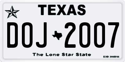 TX license plate DOJ2007