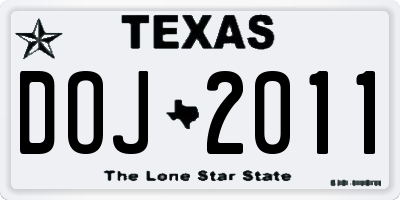 TX license plate DOJ2011