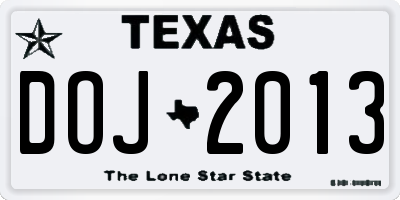 TX license plate DOJ2013