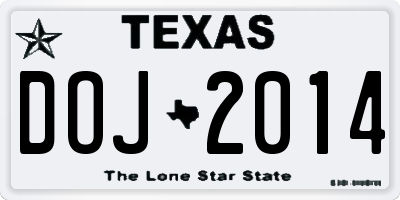 TX license plate DOJ2014