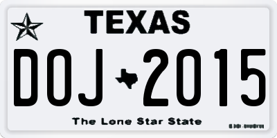 TX license plate DOJ2015