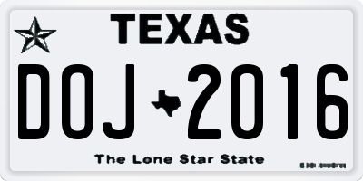 TX license plate DOJ2016