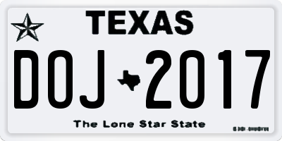 TX license plate DOJ2017