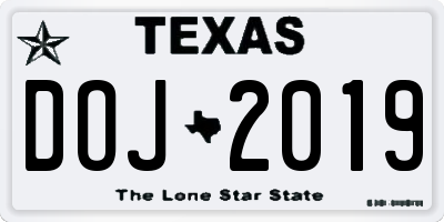 TX license plate DOJ2019