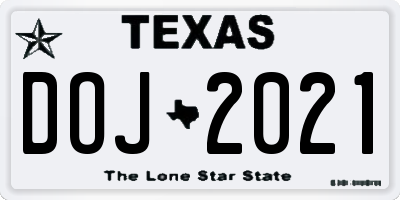 TX license plate DOJ2021