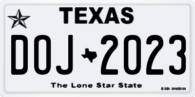 TX license plate DOJ2023