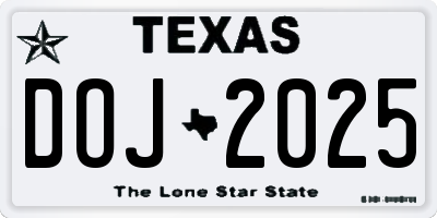 TX license plate DOJ2025
