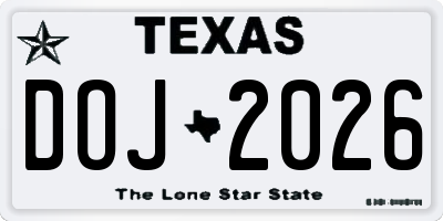 TX license plate DOJ2026