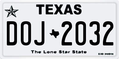 TX license plate DOJ2032