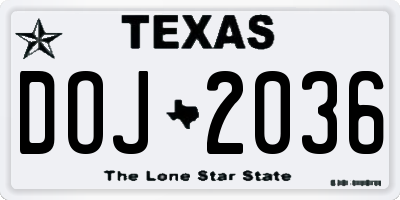 TX license plate DOJ2036
