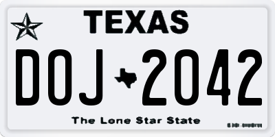 TX license plate DOJ2042