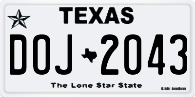 TX license plate DOJ2043
