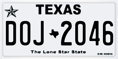 TX license plate DOJ2046
