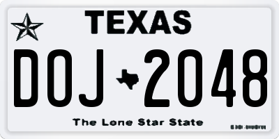 TX license plate DOJ2048
