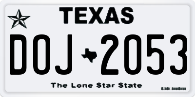 TX license plate DOJ2053