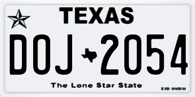 TX license plate DOJ2054