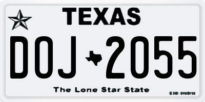 TX license plate DOJ2055