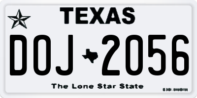 TX license plate DOJ2056
