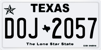 TX license plate DOJ2057