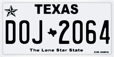 TX license plate DOJ2064