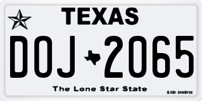 TX license plate DOJ2065