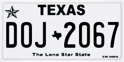 TX license plate DOJ2067