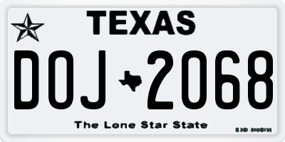 TX license plate DOJ2068