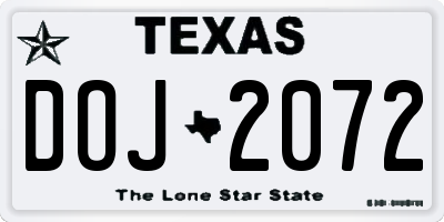 TX license plate DOJ2072