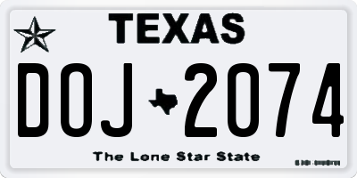 TX license plate DOJ2074