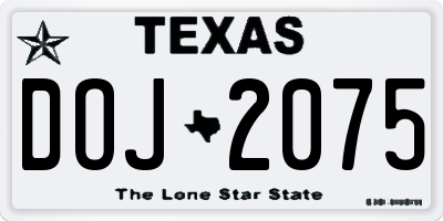 TX license plate DOJ2075