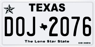 TX license plate DOJ2076