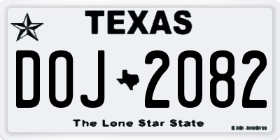 TX license plate DOJ2082