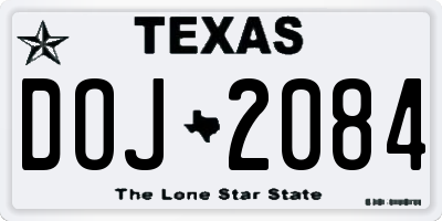 TX license plate DOJ2084