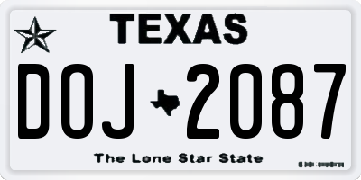 TX license plate DOJ2087