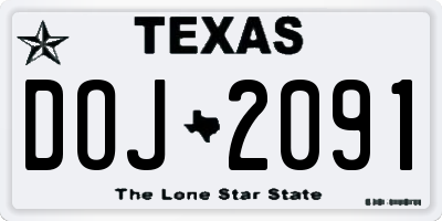 TX license plate DOJ2091