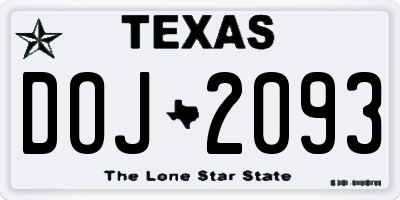 TX license plate DOJ2093