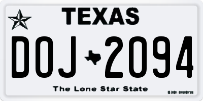TX license plate DOJ2094