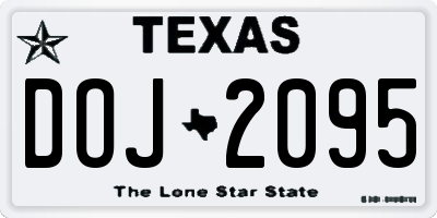 TX license plate DOJ2095
